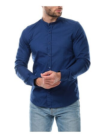 Camisa lisa con cuello mao