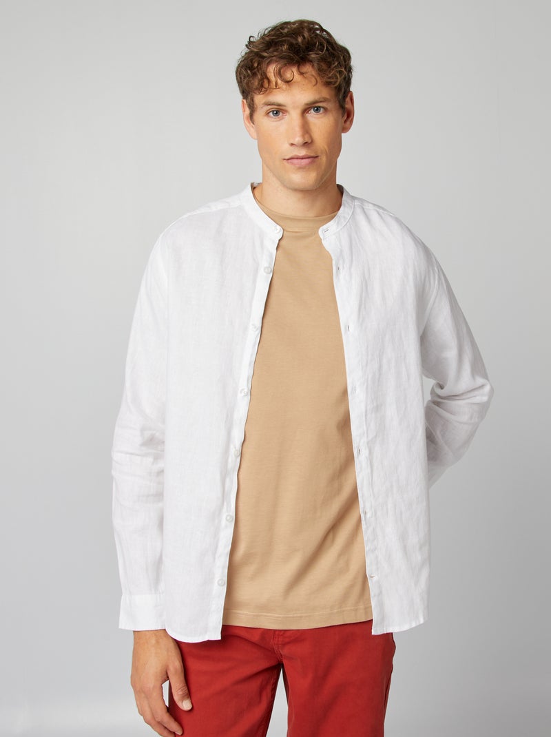 Camisa lisa con cuello mao blanco - Kiabi