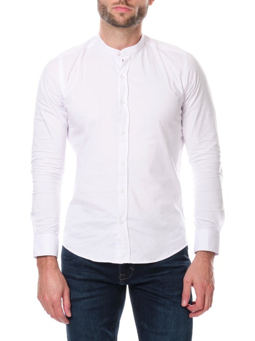 Camisa  lisa con cuello mao - Kiabi