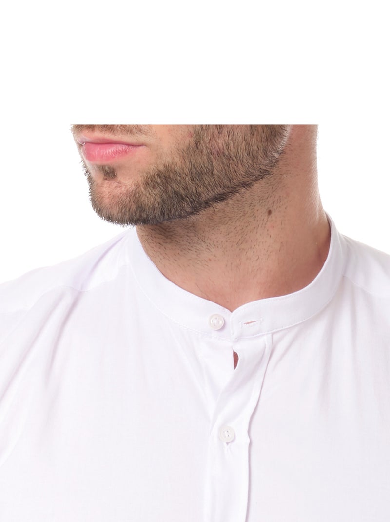 Camisa  lisa con cuello mao Blanco - Kiabi