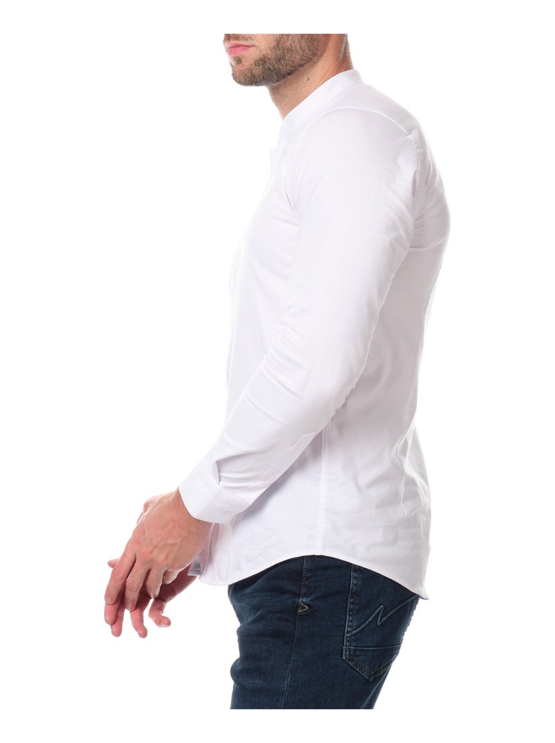 Camisa  lisa con cuello mao Blanco - Kiabi