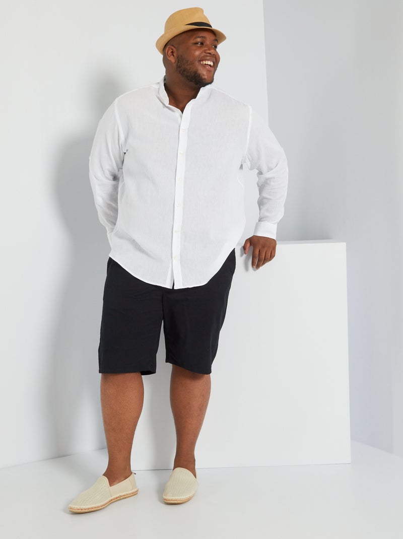 Camisa lisa con cuello mao Blanco - Kiabi