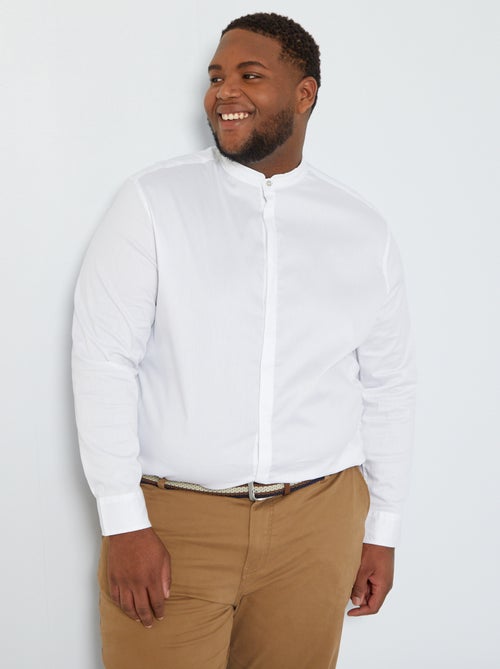 Camisa lisa con cuello mao - Kiabi