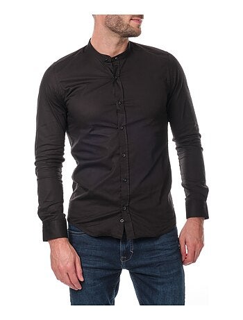Camisa lisa con cuello mao