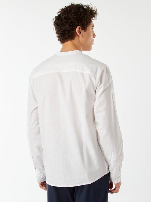 Camisa lisa con cuello mao y manga remangable - Kiabi