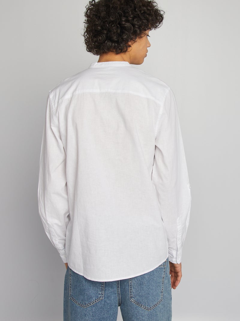 Camisa lisa con cuello panadero blanco - Kiabi