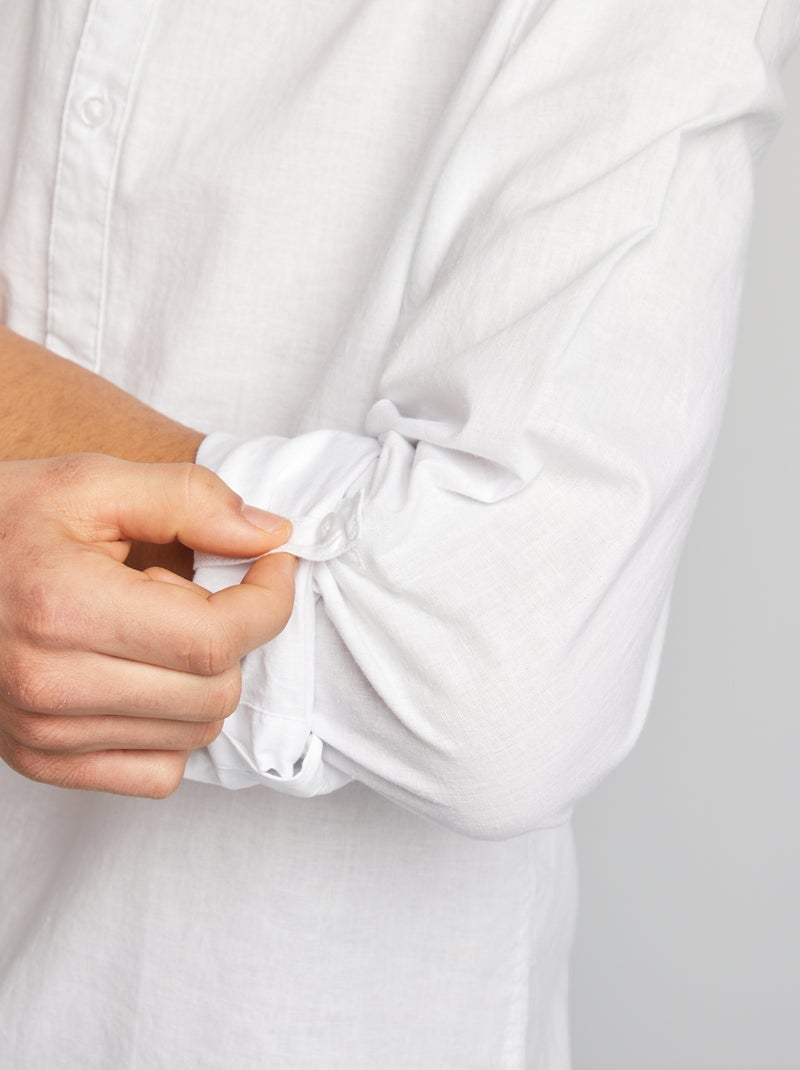 Camisa lisa con cuello panadero blanco - Kiabi