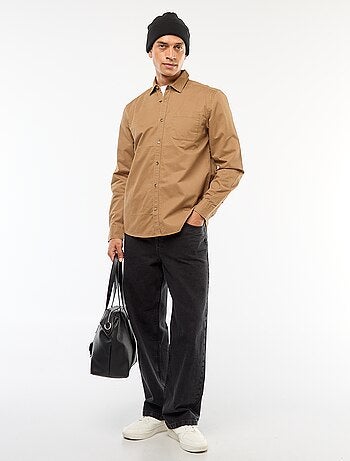 Camisa lisa corte recto / Regular fit