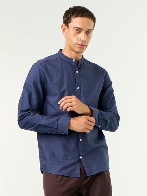 Camisa lisa cuello mao - Kiabi
