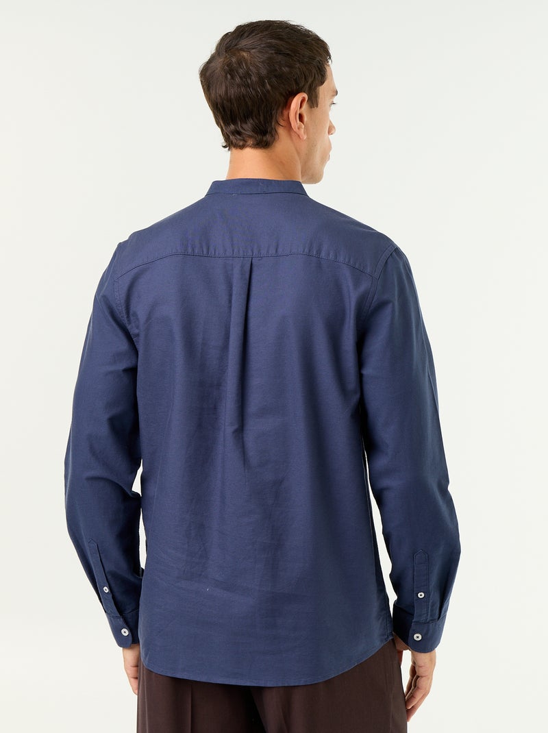Camisa lisa cuello mao Azul - Kiabi