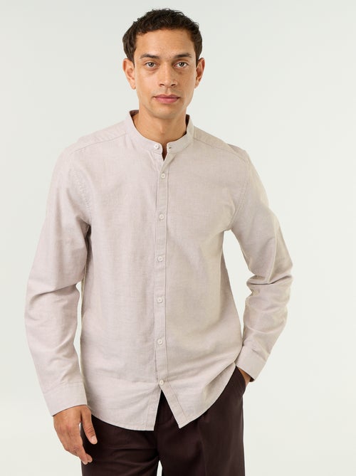 Camisa lisa cuello mao - Kiabi
