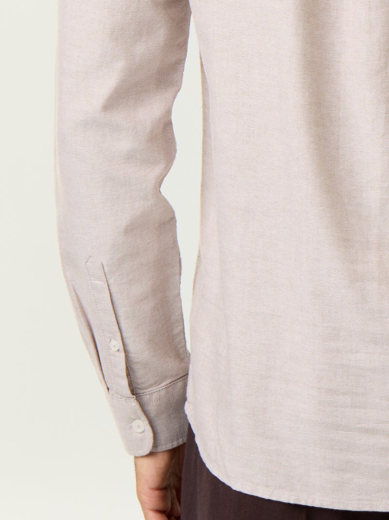 Camisa lisa cuello mao Beige - Kiabi