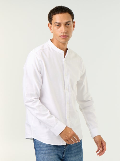 Camisa lisa cuello mao - Kiabi