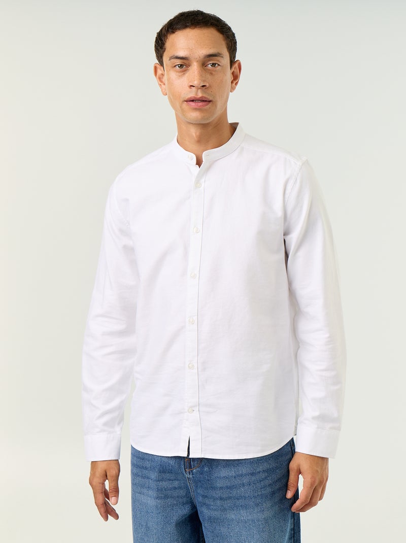 Camisa lisa cuello mao Blanco - Kiabi