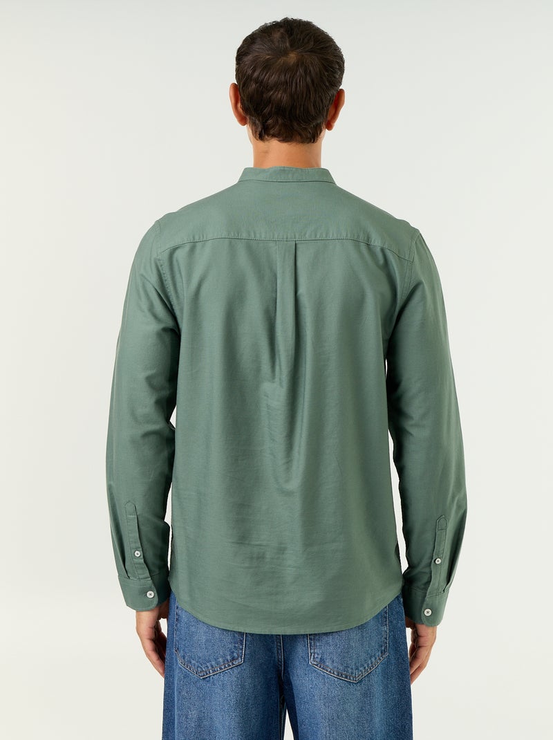Camisa lisa cuello mao Verde - Kiabi