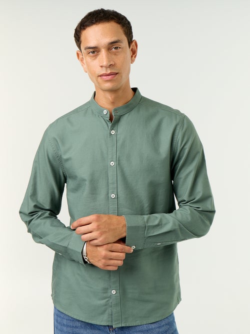 Camisa lisa cuello mao - Kiabi