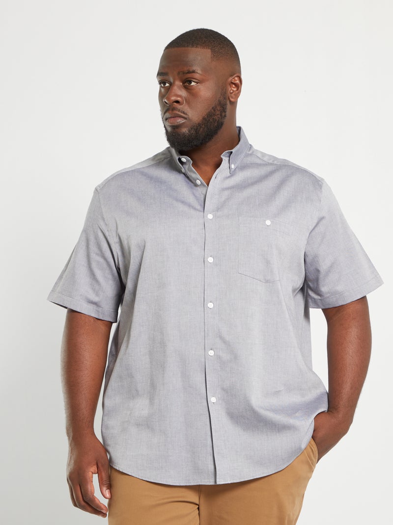 Camisa lisa de algodón AZUL - Kiabi