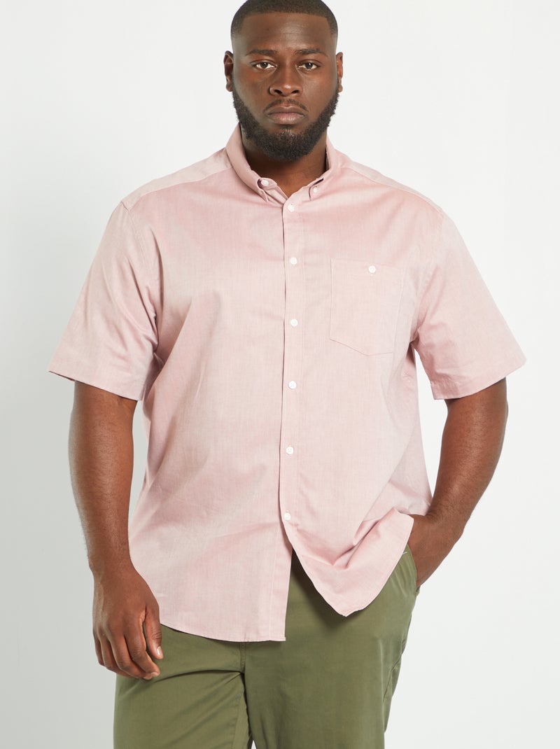 Camisa lisa de algodón ROSA - Kiabi