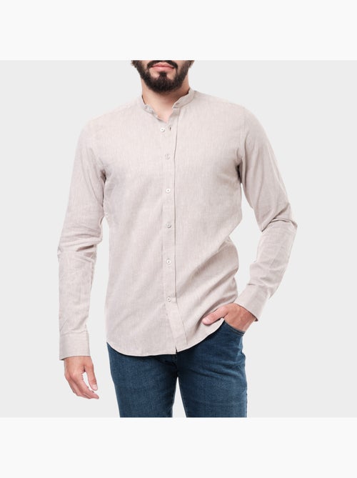 Camisa lisa de cuello mandarín - Kiabi