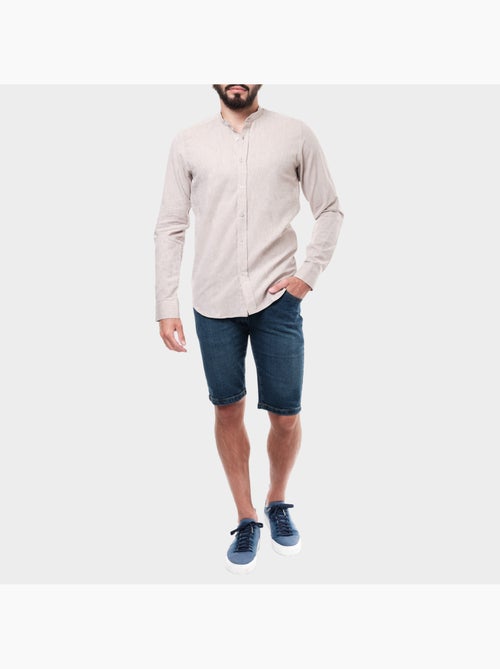 Camisa lisa de cuello mandarín - Kiabi