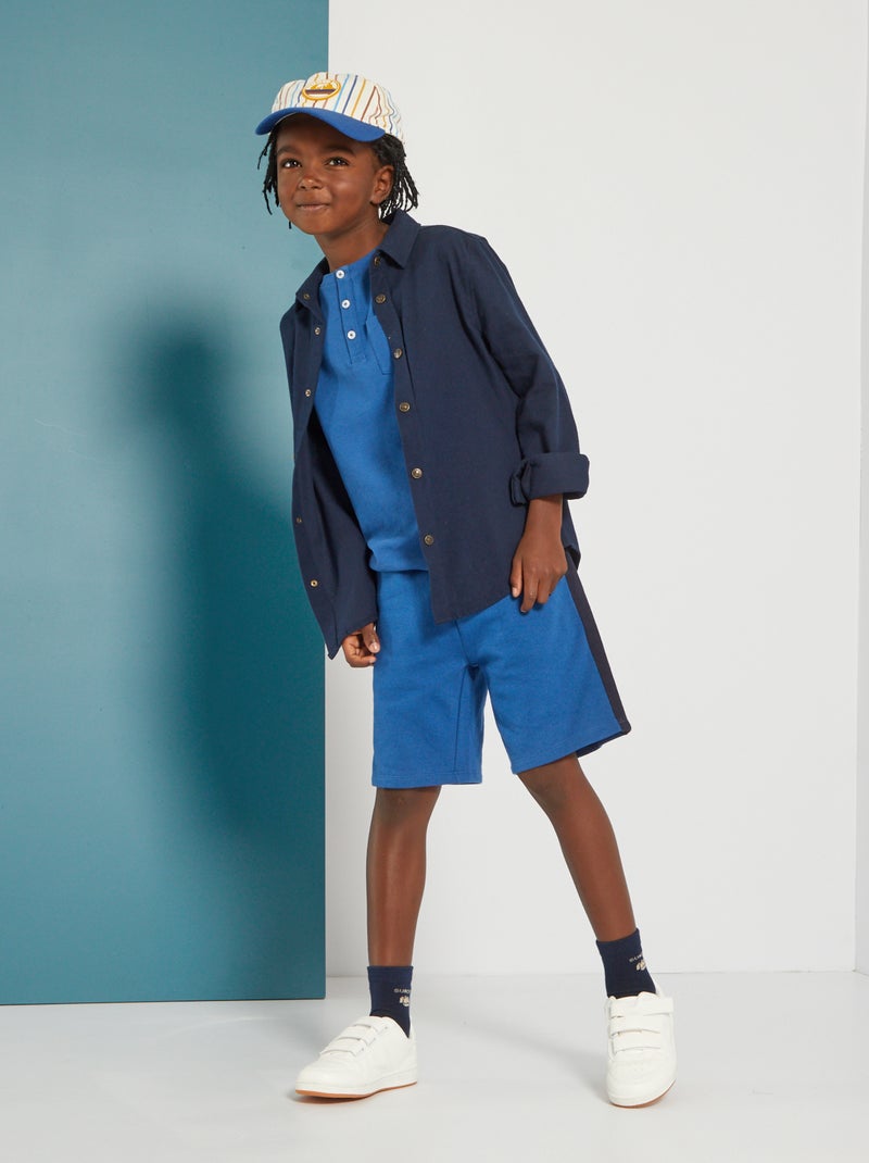 Camisa lisa de franela azul - Kiabi