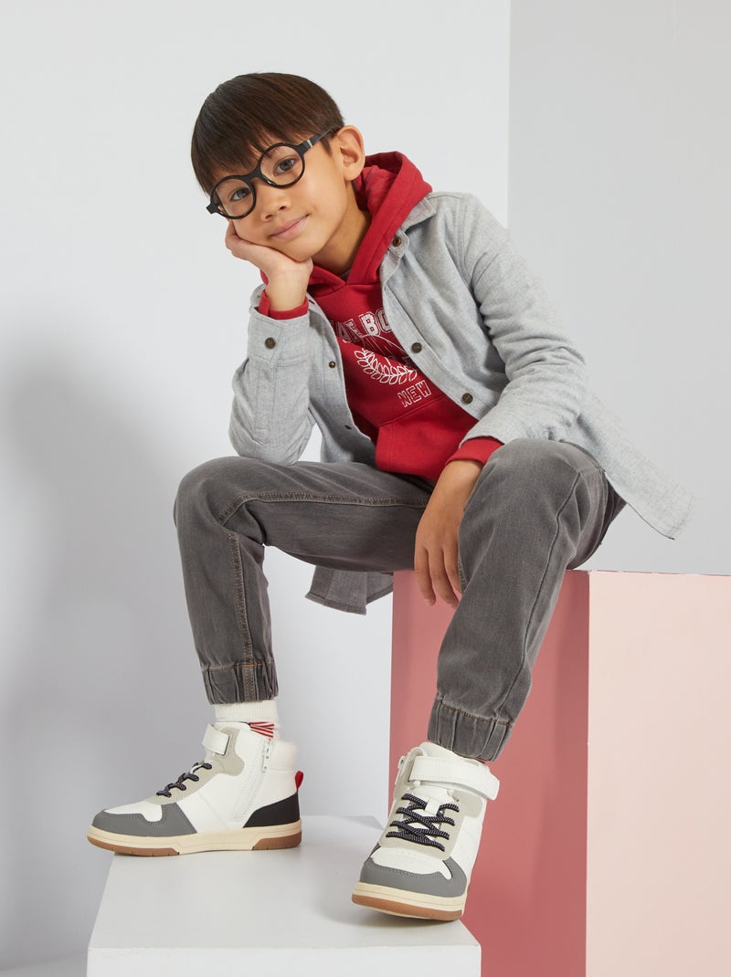 Camisa lisa de franela GRIS - Kiabi