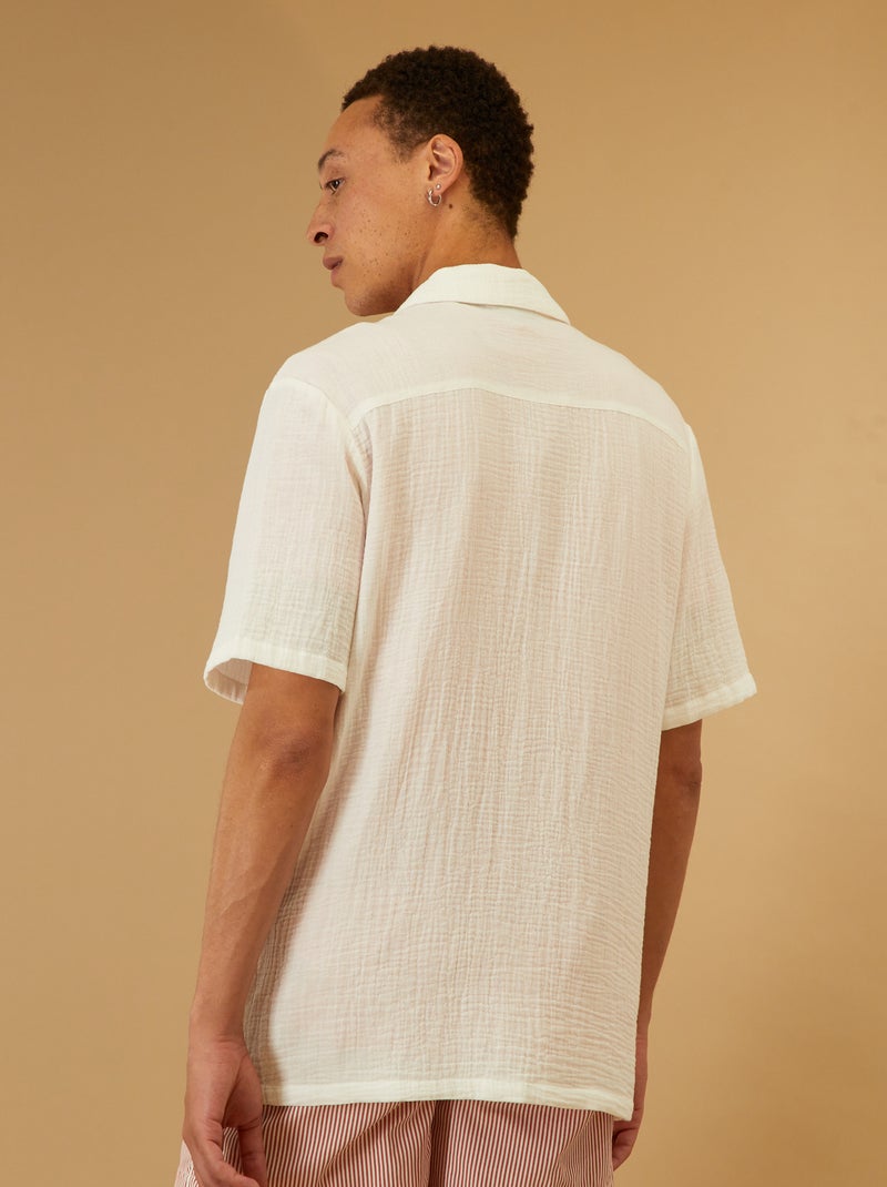 Camisa lisa de gasa de algodón Blanco - Kiabi
