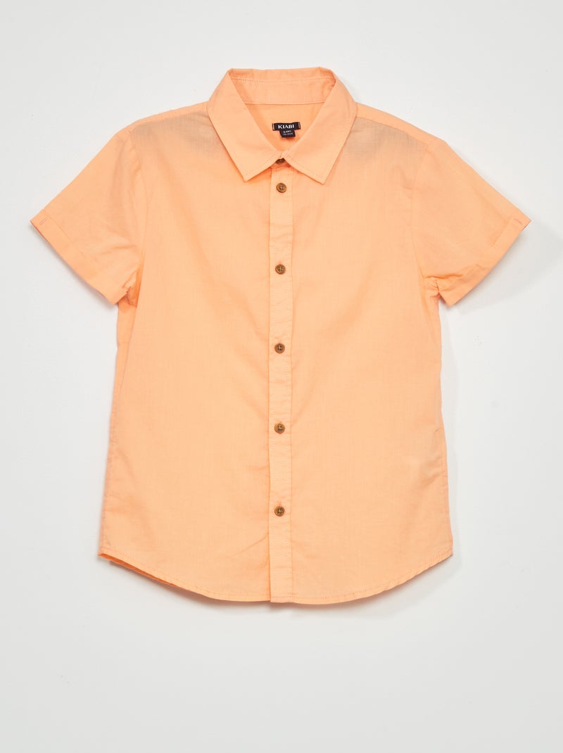 Camisa lisa de gasa de algodón NARANJA - Kiabi