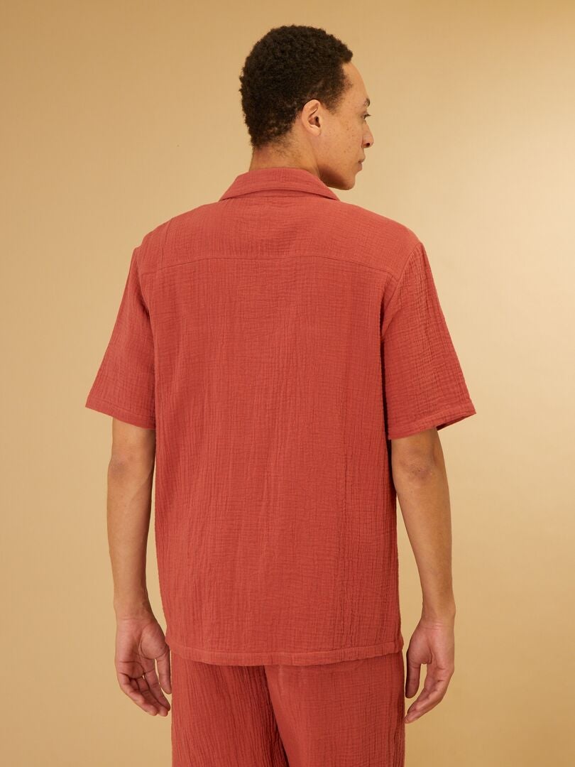 Camisa lisa de gasa de algodón ROJO - Kiabi