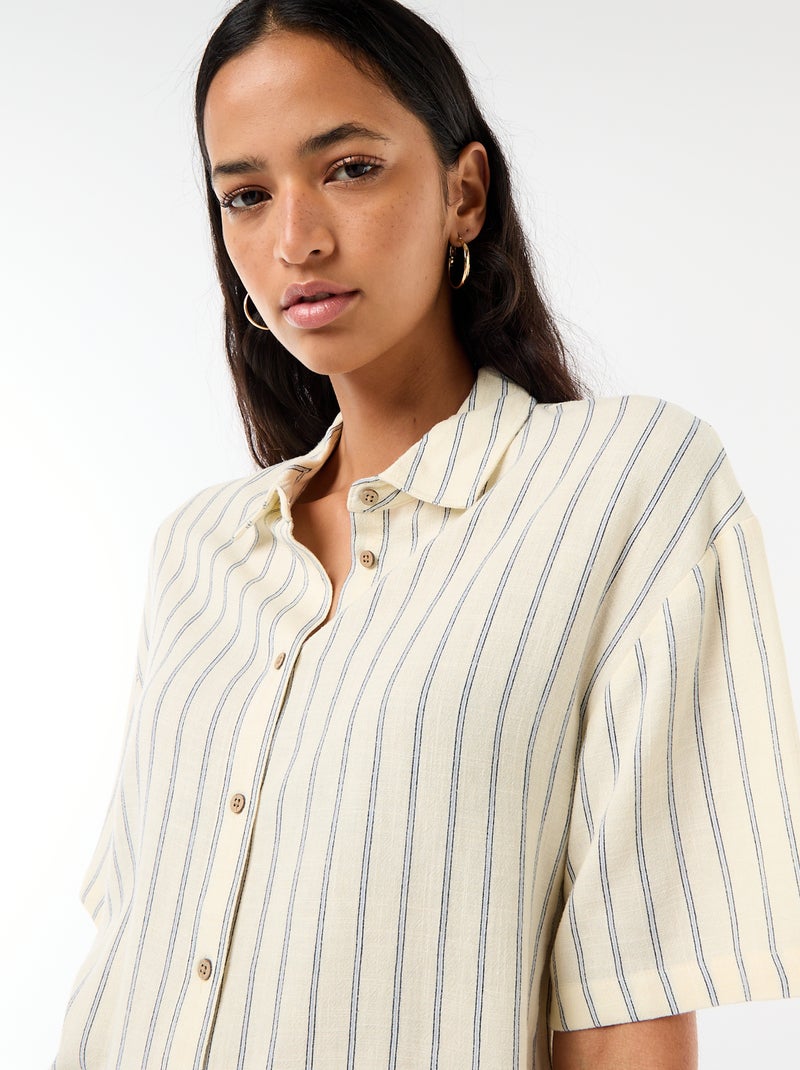 Camisa lisa de manga corta Amarillo - Kiabi