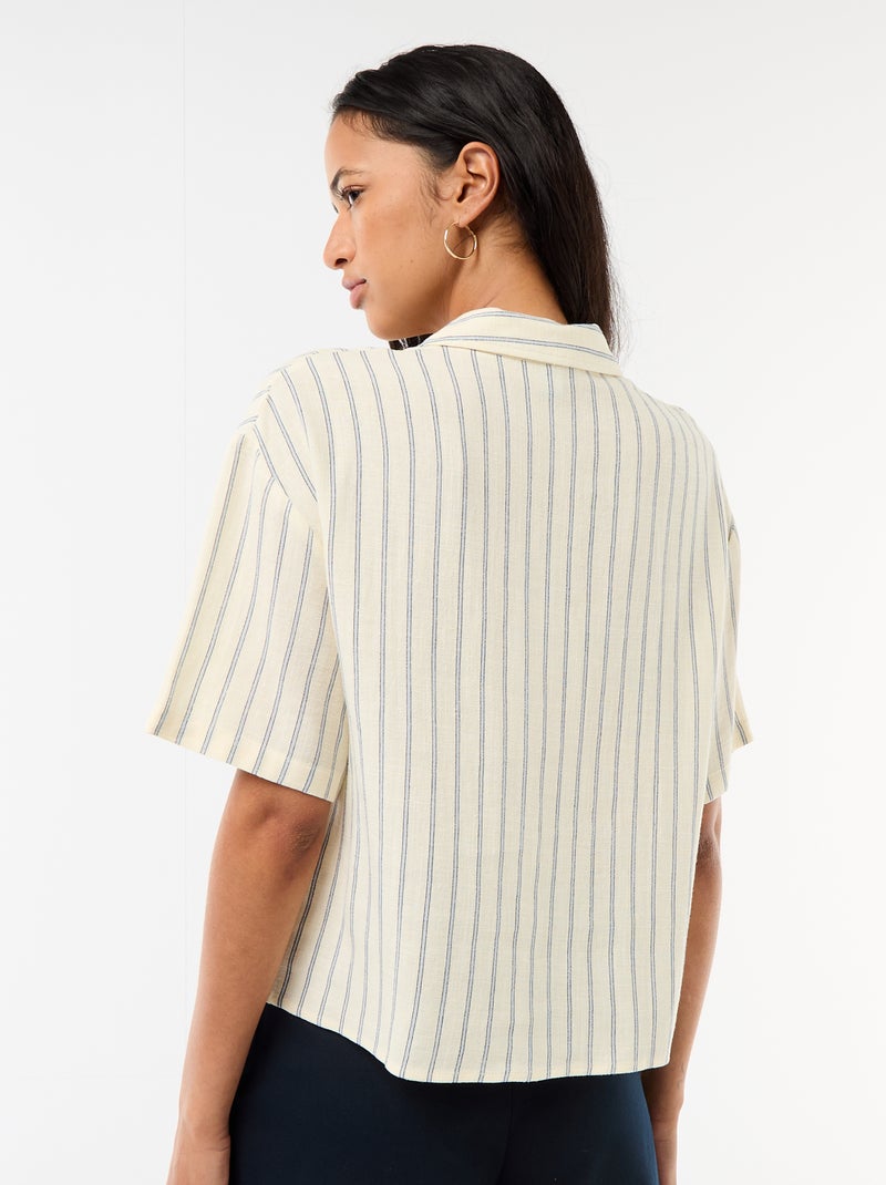 Camisa lisa de manga corta Amarillo - Kiabi