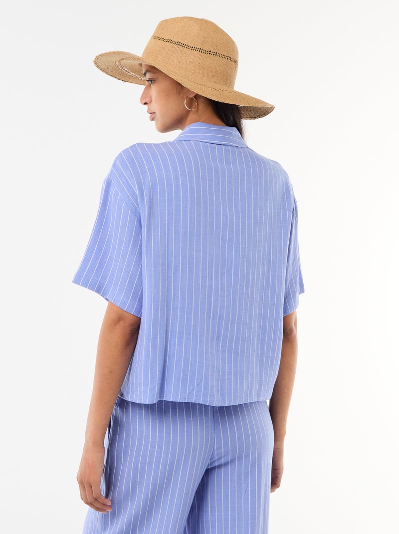 Camisa lisa de manga corta Azul - Kiabi