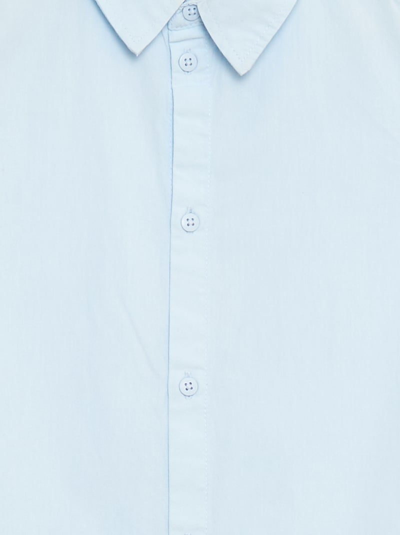 Camisa lisa de manga corta Azul - Kiabi