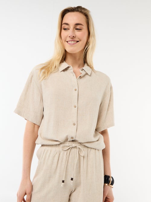 Camisa lisa de manga corta - Kiabi