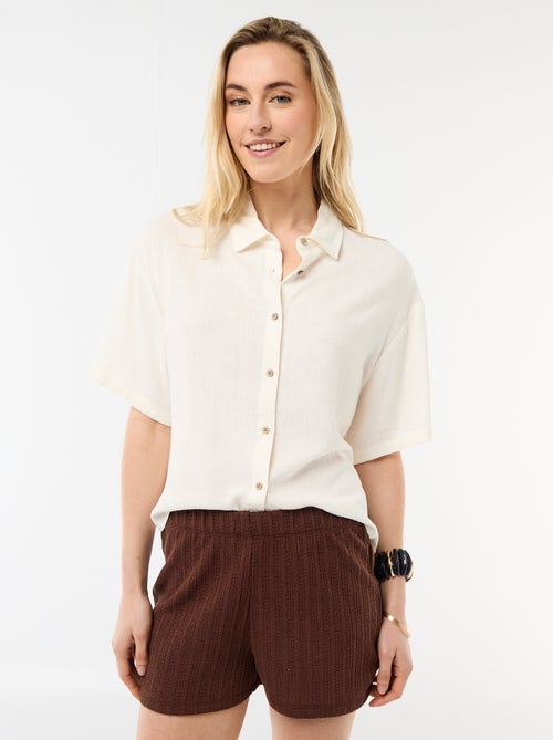 Camisa lisa de manga corta - Kiabi