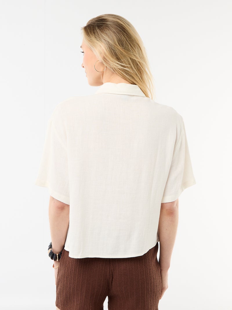 Camisa lisa de manga corta Blanco - Kiabi