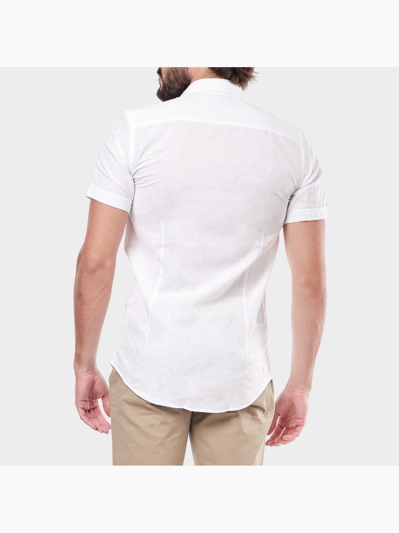 Camisa lisa de manga corta Blanco - Kiabi