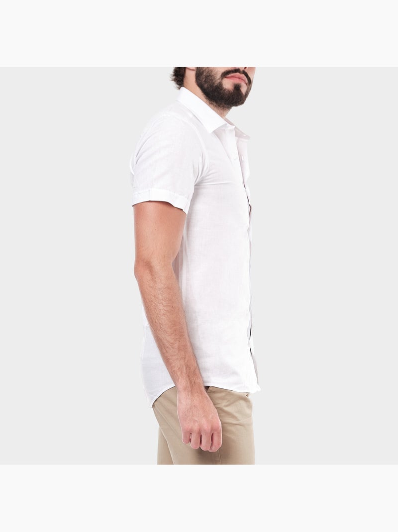 Camisa lisa de manga corta Blanco - Kiabi