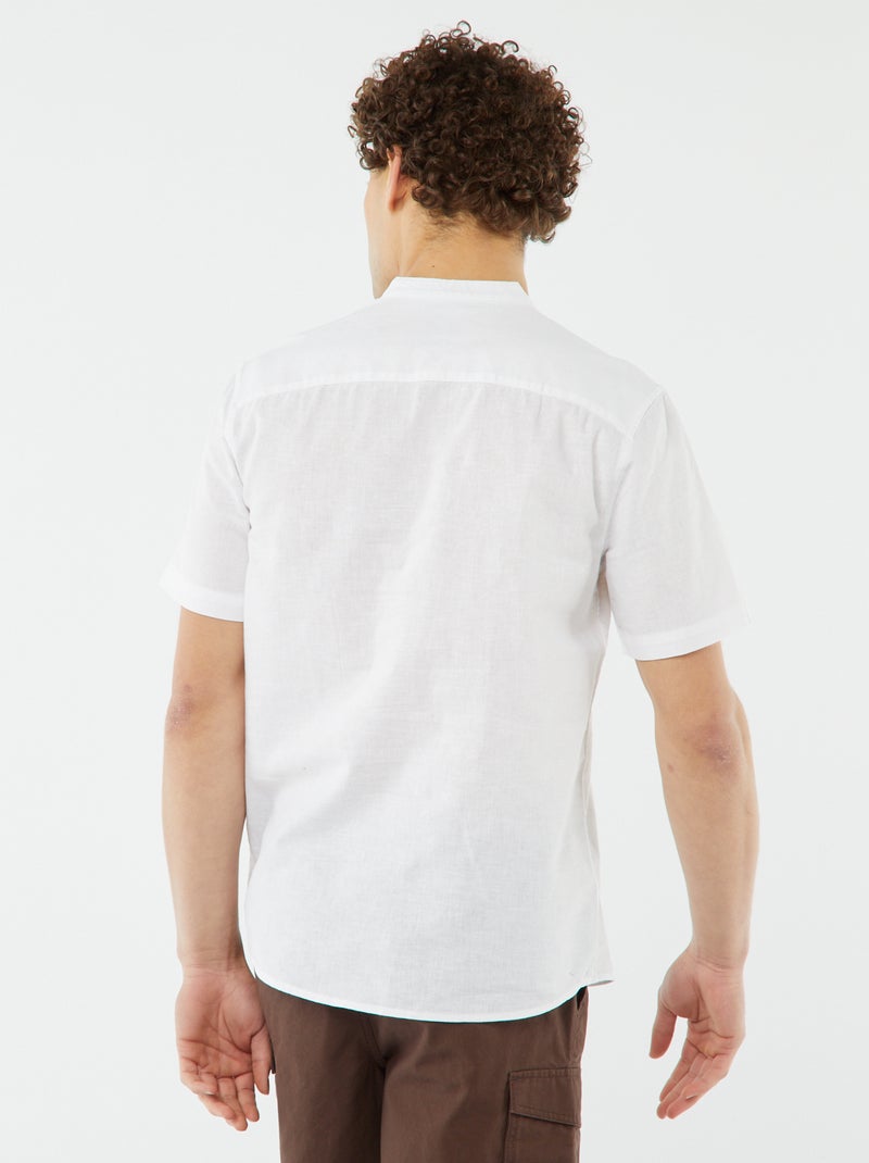Camisa lisa de manga corta con cuello mao blanco - Kiabi