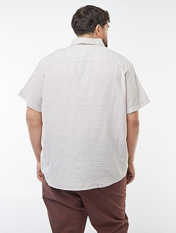 Camisa lisa de manga corta de mezcla de lino