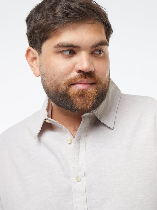 Camisa lisa de manga corta de mezcla de lino - Kiabi