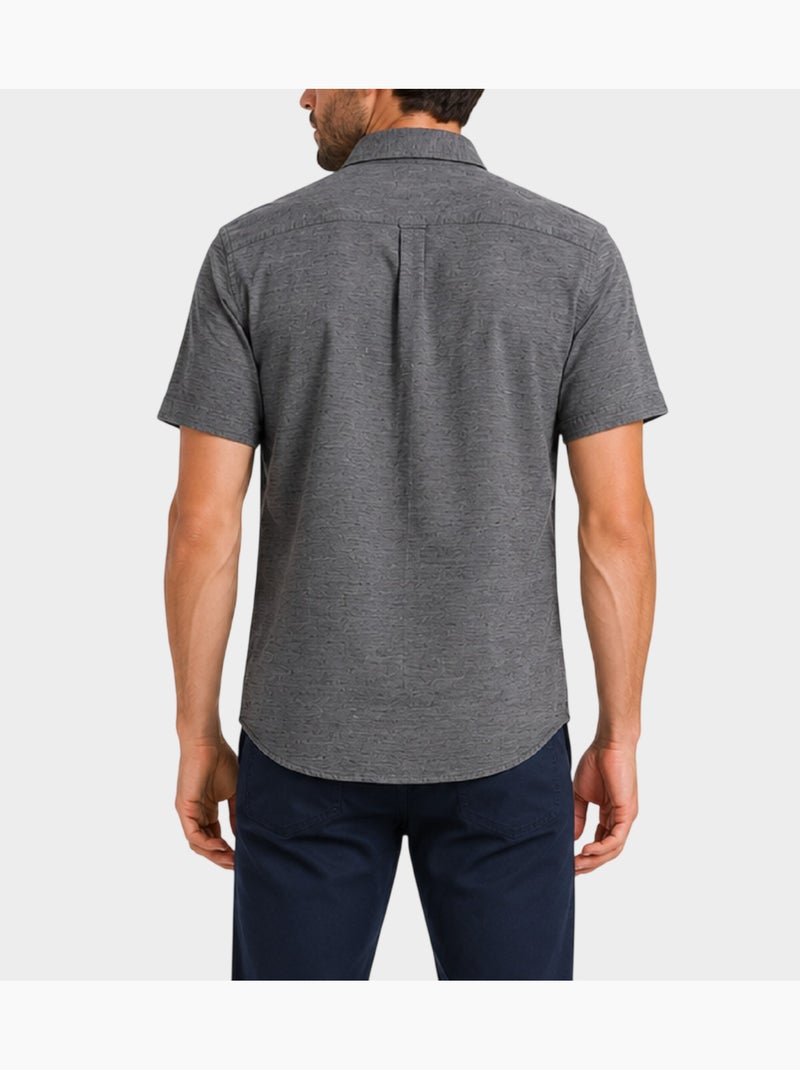 Camisa lisa de manga corta Gris antracita - Kiabi