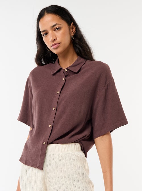 Camisa lisa de manga corta - Kiabi