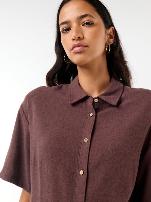 Camisa lisa de manga corta - Kiabi