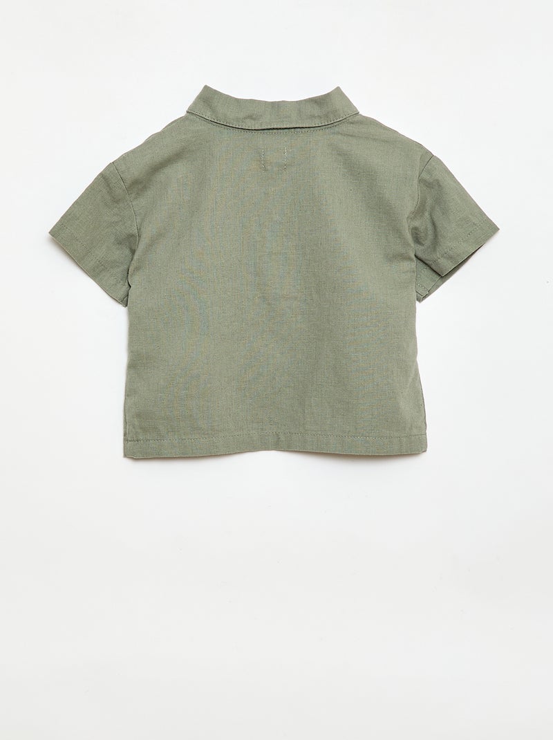 Camisa lisa de manga corta Verde - Kiabi