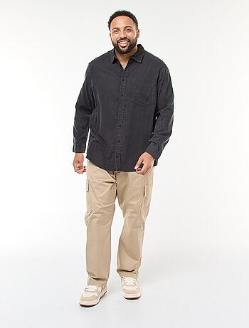Camisa lisa de manga larga en tejido suave
