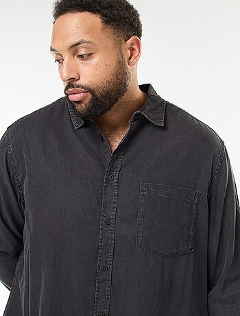 Camisa lisa de manga larga en tejido suave