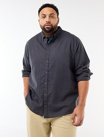 Camisa lisa de mezcla de lino