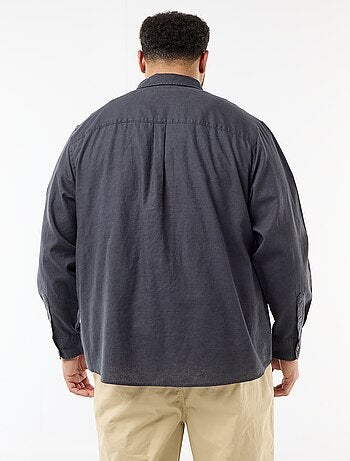 Camisa lisa de mezcla de lino