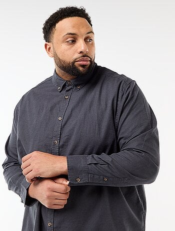 Camisa lisa de mezcla de lino